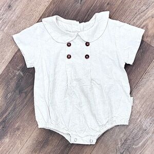 BBAMMA Cream Onesie Collar Romper Jon Jon One-Piece Linen 9m